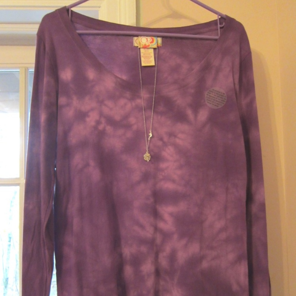 NWT OP Long Sleeve Purple Tie Dye Junior Shirt XL